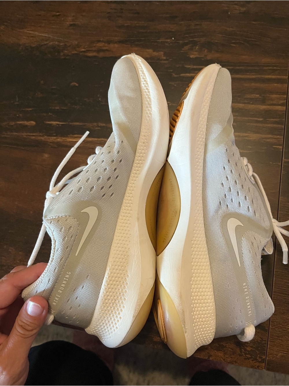 Nike Women's White Sneakers with Beige Accents